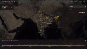 Satellite map Image shows light dispersed across India
