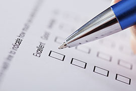 pen checking survey box