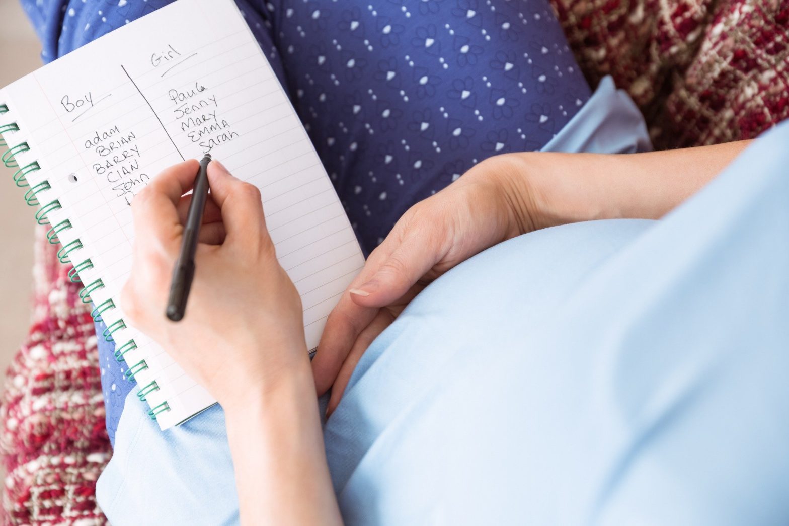 Woman listing baby names