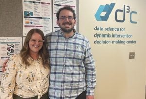 Lizbeth &lsquo;Libby&rsquo; Benson & Zack Winograd in front of d3c: data science for dynamic intervention decision-making center