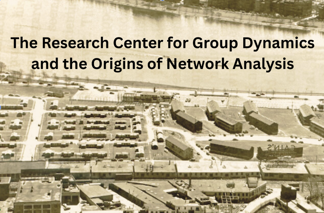 The Research Center for Group Dynamics and the Origins of Network Analysis. The sepia-tone image is an aerial shot of the Westgate and Westgate West housing complexes at MIT.