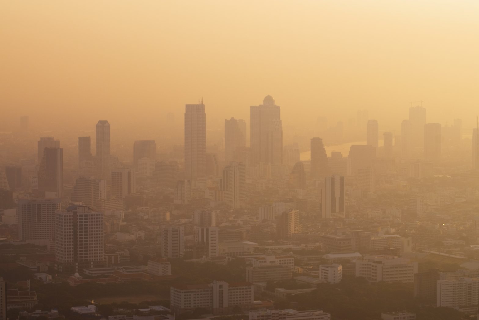 Hazy morning atmosphere in Bangkok