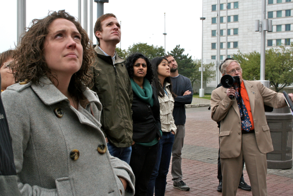 Ren Farley giving a tour of Detroit